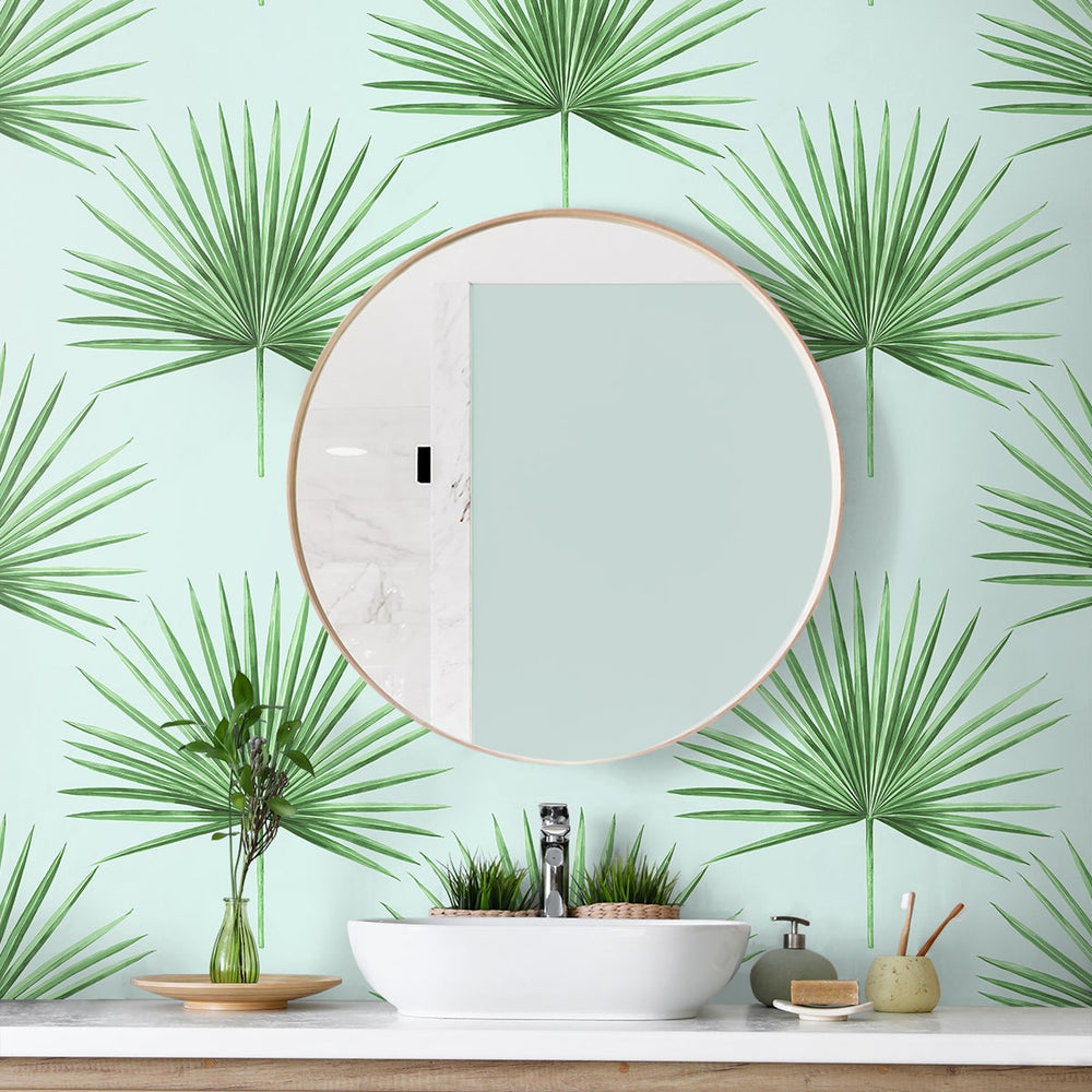 
                  
                    HG10404 palm leaf peel and stick wallpaper bathroom from Harry & Grace
                  
                