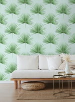 HG10404 palm leaf peel and stick wallpaper living room from Harry & Grace