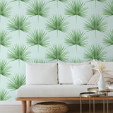 HG10404 palm leaf peel and stick wallpaper living room from Harry & Grace