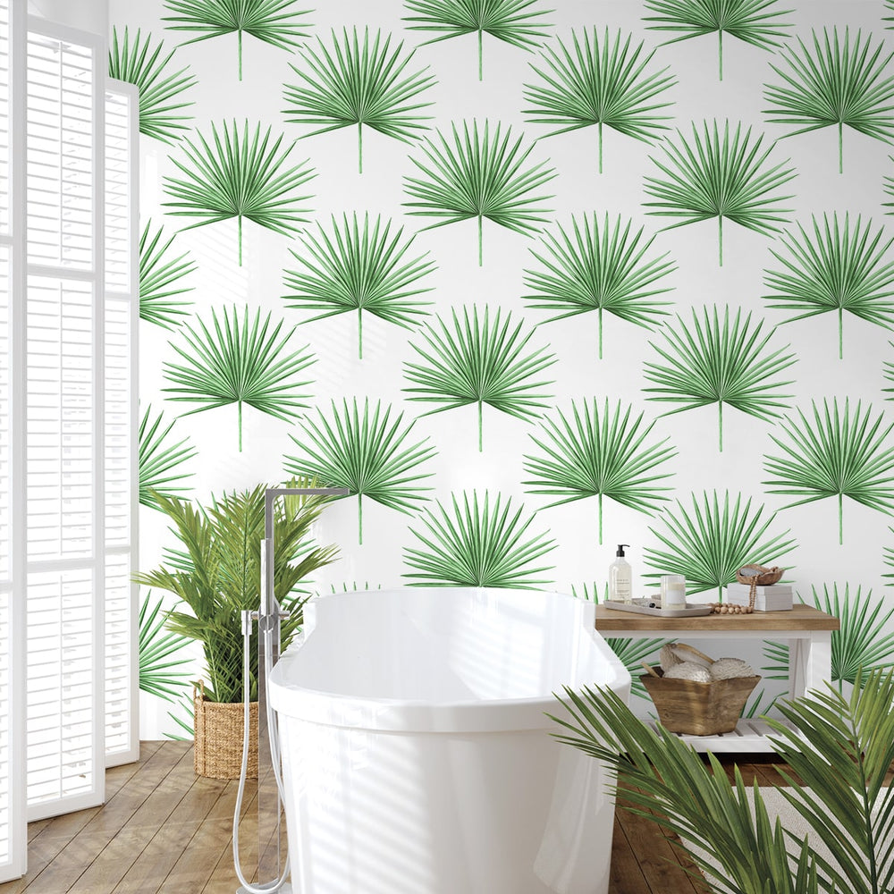 
                  
                    HG10414 palm leaf peel and stick wallpaper bathroom from Harry & Grace
                  
                