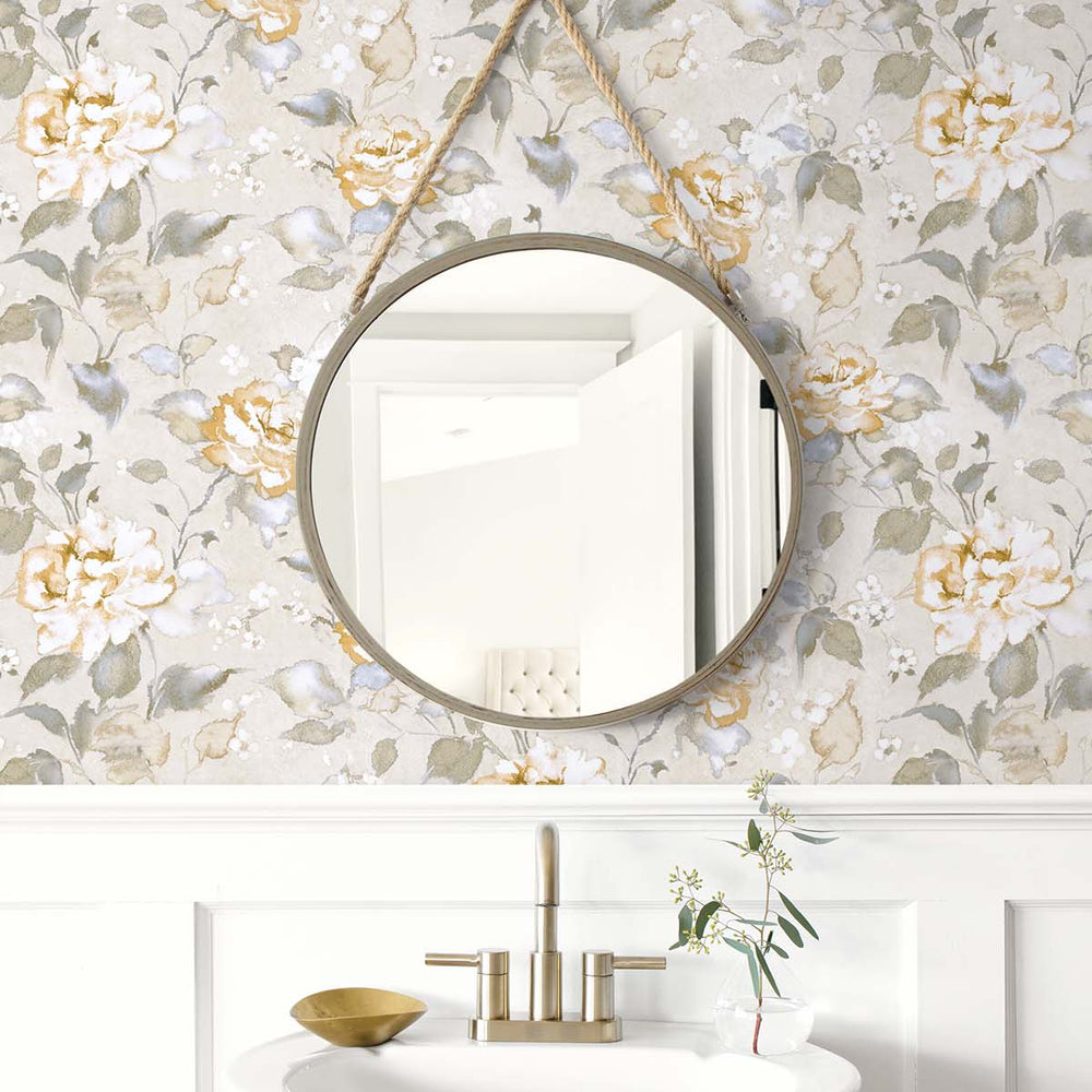SD30304MI Glint floral trail wallpaper bathroom from Say Decor