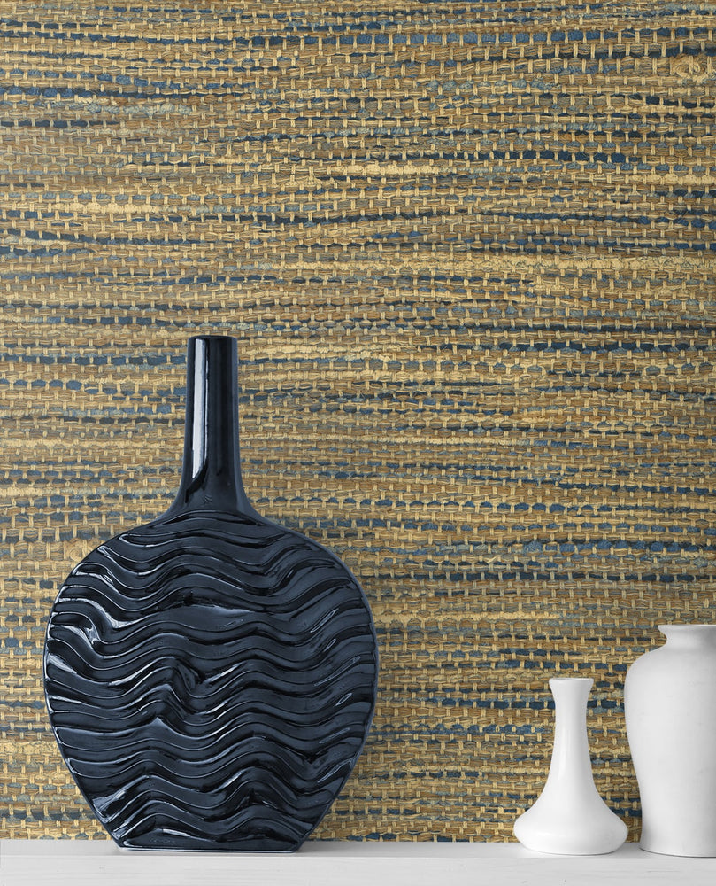 Faux grasscloth wallpaper accent JP10325 from the Japandi Style collection by Seabrook Designs