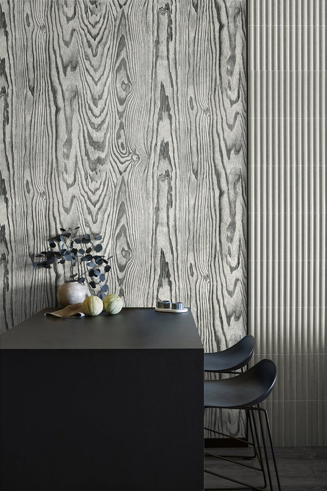 Faux wood wallpaper dining room JP10510 from the Japandi Style collection by Seabrook Designs