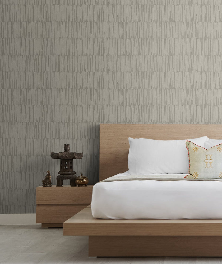 Striped wallpaper bedroom JP10607 from the Japandi Style collection by Seabrook Designs
