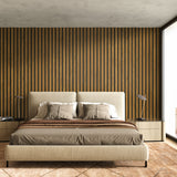 Faux wood slat wallpaper bedroom JP11103 from the Japandi Style collection by Seabrook Designs