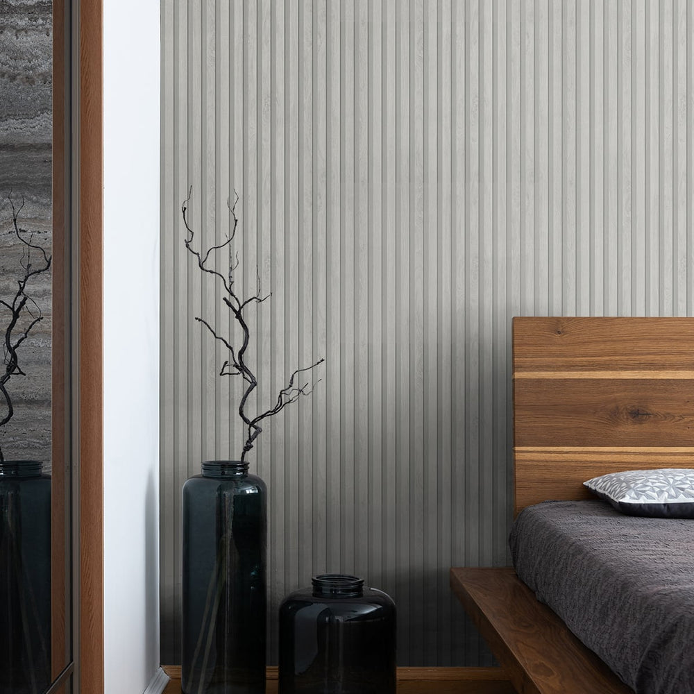 
                  
                    Faux wood slat wallpaper bedroom JP11110 from the Japandi Style collection by Seabrook Designs
                  
                