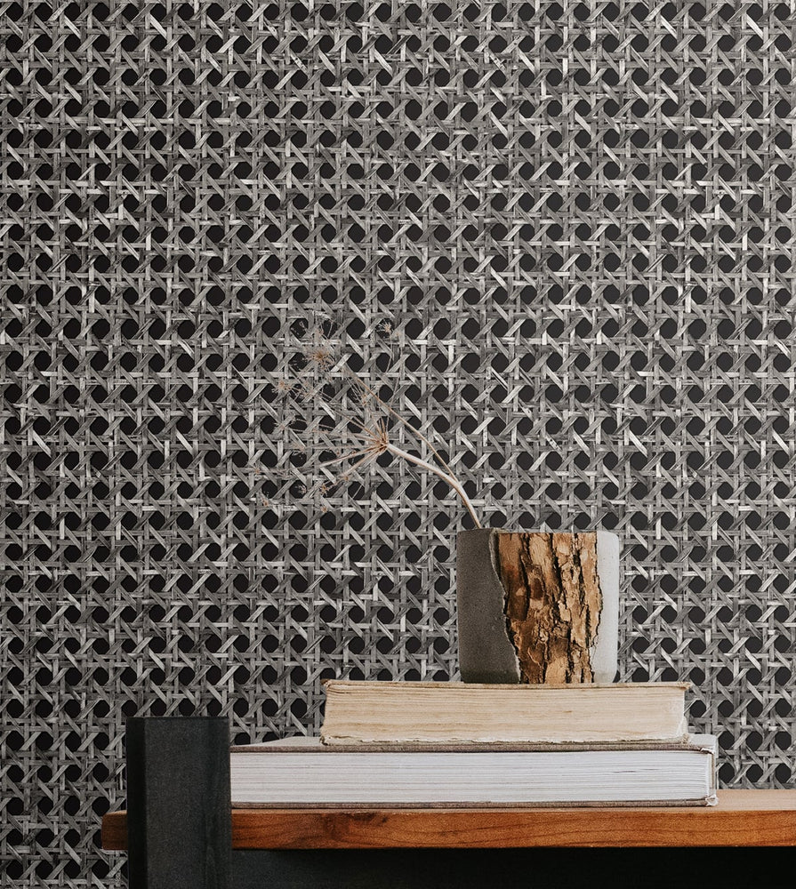Faux wicker wallpaper decor JP11200 from the Japandi Style collection by Seabrook Designs