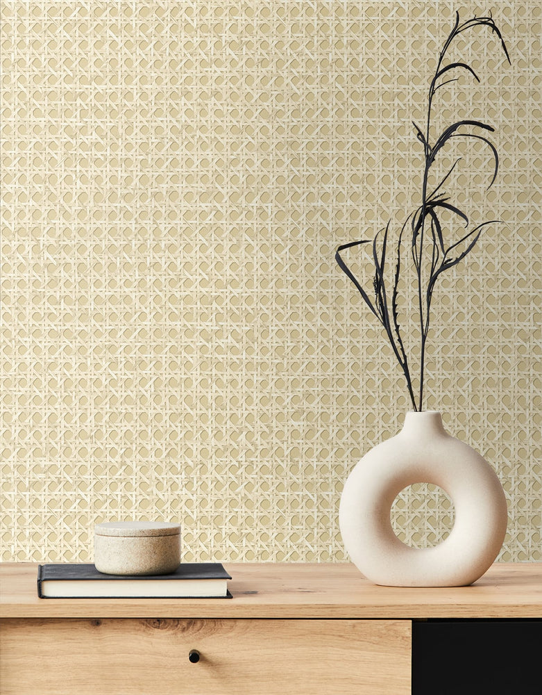 Faux wicker wallpaper decor JP11203 from the Japandi Style collection by Seabrook Designs