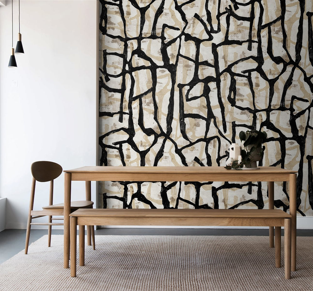 Abstract wall mural dining room JP11500M from the Japandi Style collection by Seabrook Designs