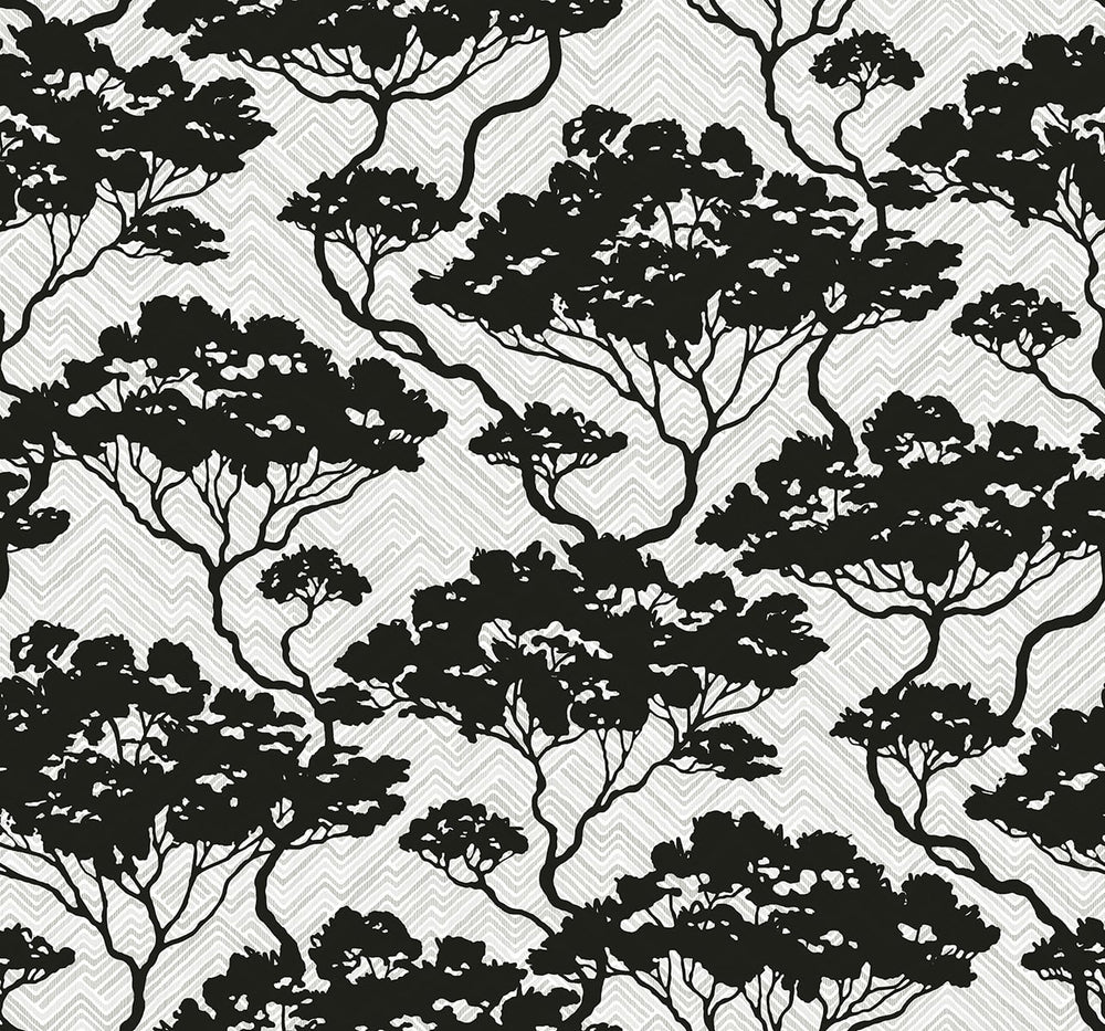 Japandi Style Nara Bonsai Botanical Stringcloth Wallpaper