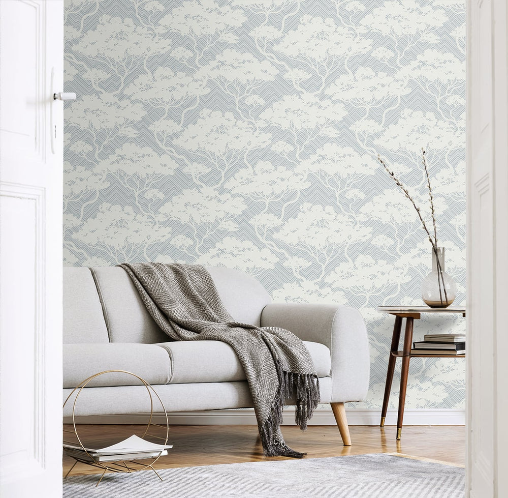 JP11702 botanical stringcloth wallpaper living room from the Japandi Style collection by Seabrook Designs