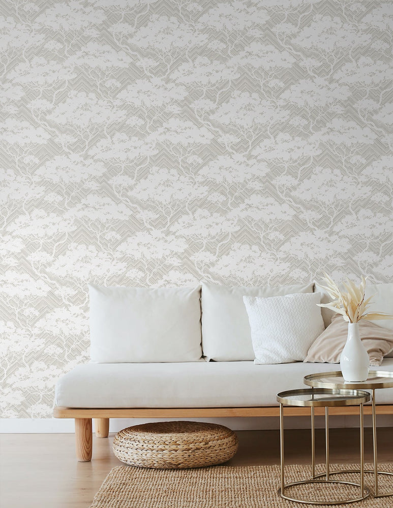JP11708 botanical stringcloth wallpaper living room from the Japandi Style collection by Seabrook Designs