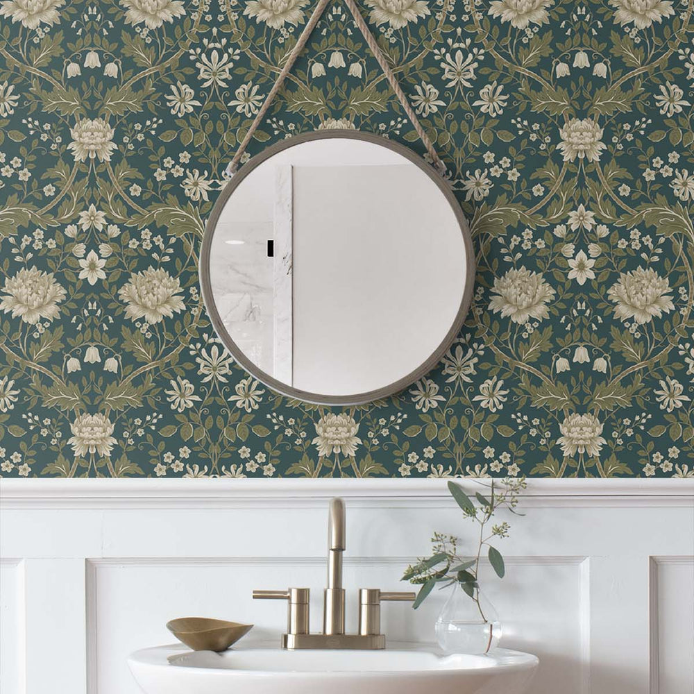 
                  
                    SD20104 honeysuckle floral damask wallpaper bathroom from Say Decor
                  
                