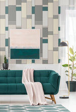 KTM1110 de stijl geometric wallpaper living room from the Mondrian collection by Seabrook Designs