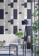 KTM1120 de stijl geometric wallpaper living room from the Mondrian collection by Seabrook Designs