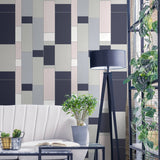 KTM1120 de stijl geometric wallpaper living room from the Mondrian collection by Seabrook Designs
