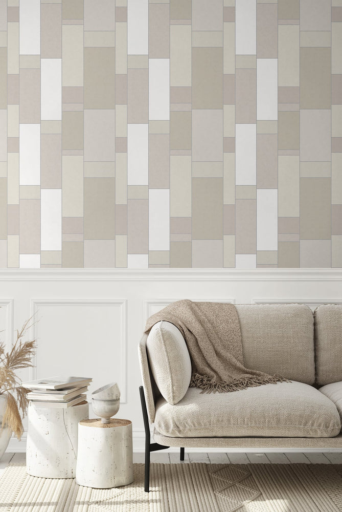 KTM1140 de stijl geometric wallpaper living room from the Mondrian collection by Seabrook Designs