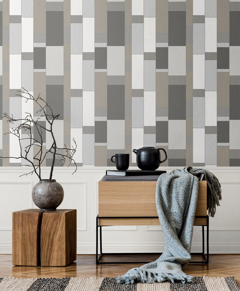 KTM1160 de stijl geometric wallpaper entryway from the Mondrian collection by Seabrook Designs