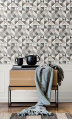 KTM1220 lozenge geometric wallpaper entryway from the Mondrian collection by Seabrook Designs