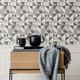 KTM1220 lozenge geometric wallpaper entryway from the Mondrian collection by Seabrook Designs
