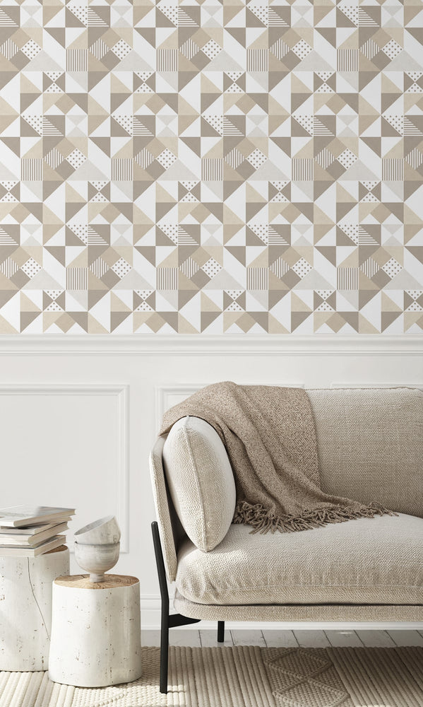 KTM1280 lozenge geometric wallpaper living room from the Mondrian collection by Seabrook Designs