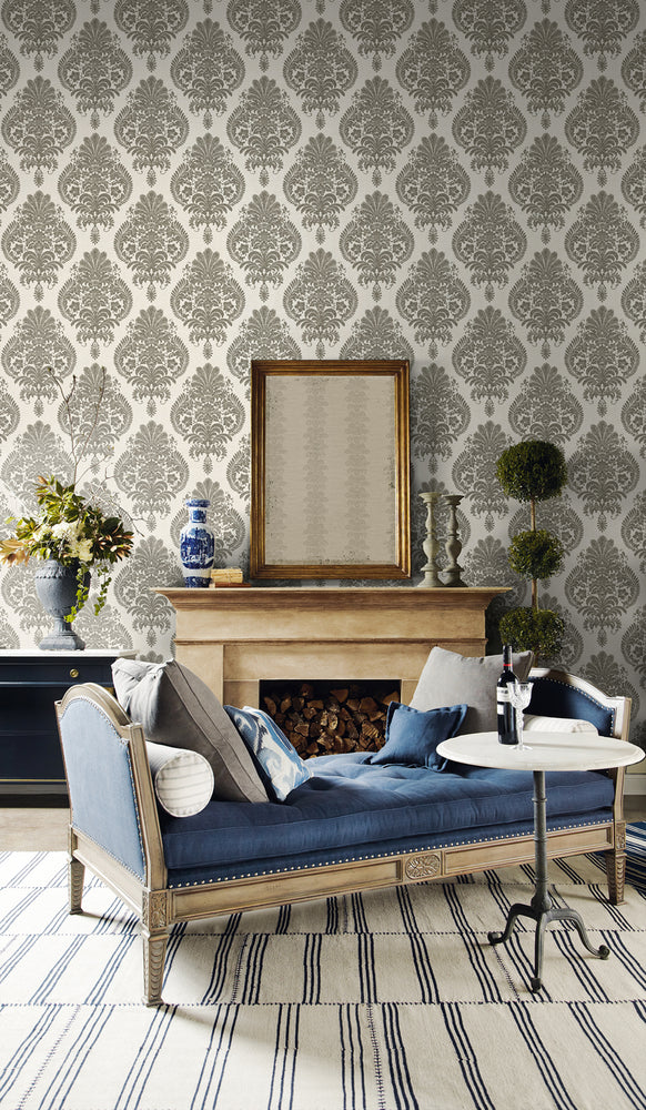 Luxe Retreat Antigua Damask Faux Wallpaper
