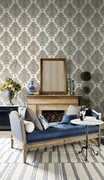Luxe Retreat Antigua Damask Faux Wallpaper