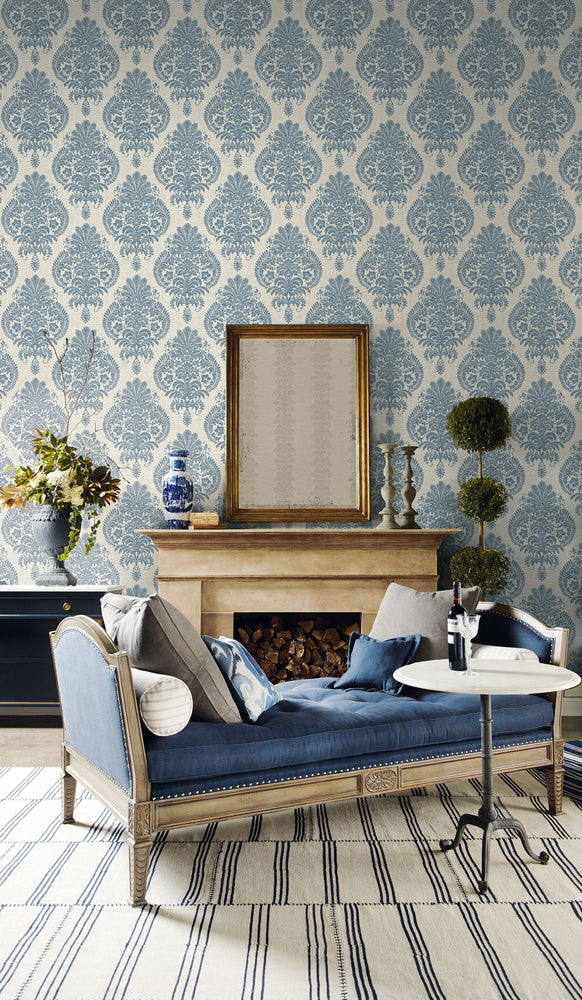 Luxe Retreat Antigua Damask Faux Wallpaper