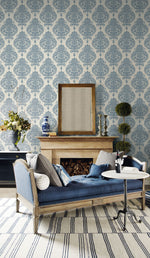 Luxe Retreat Antigua Damask Faux Wallpaper