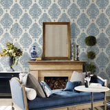 Luxe Retreat Antigua Damask Faux Wallpaper