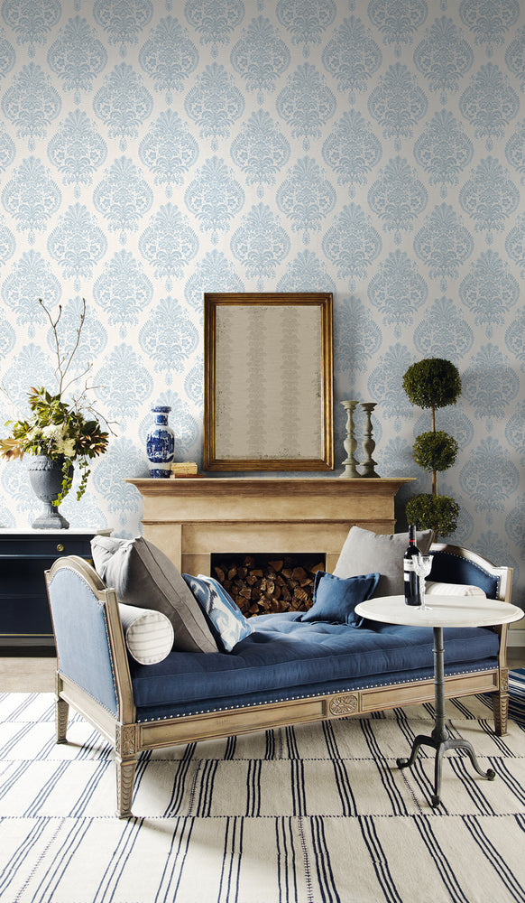 Luxe Retreat Antigua Damask Faux Wallpaper