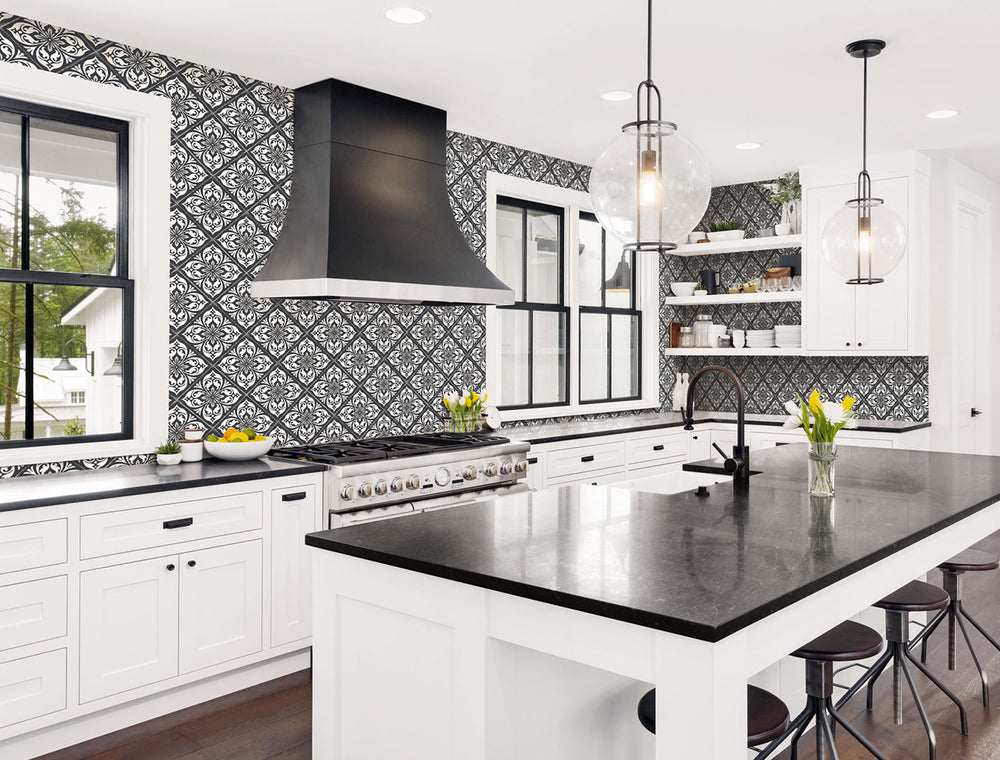 Luxe Retreat Plumosa Faux Tile Unpasted Wallpaper