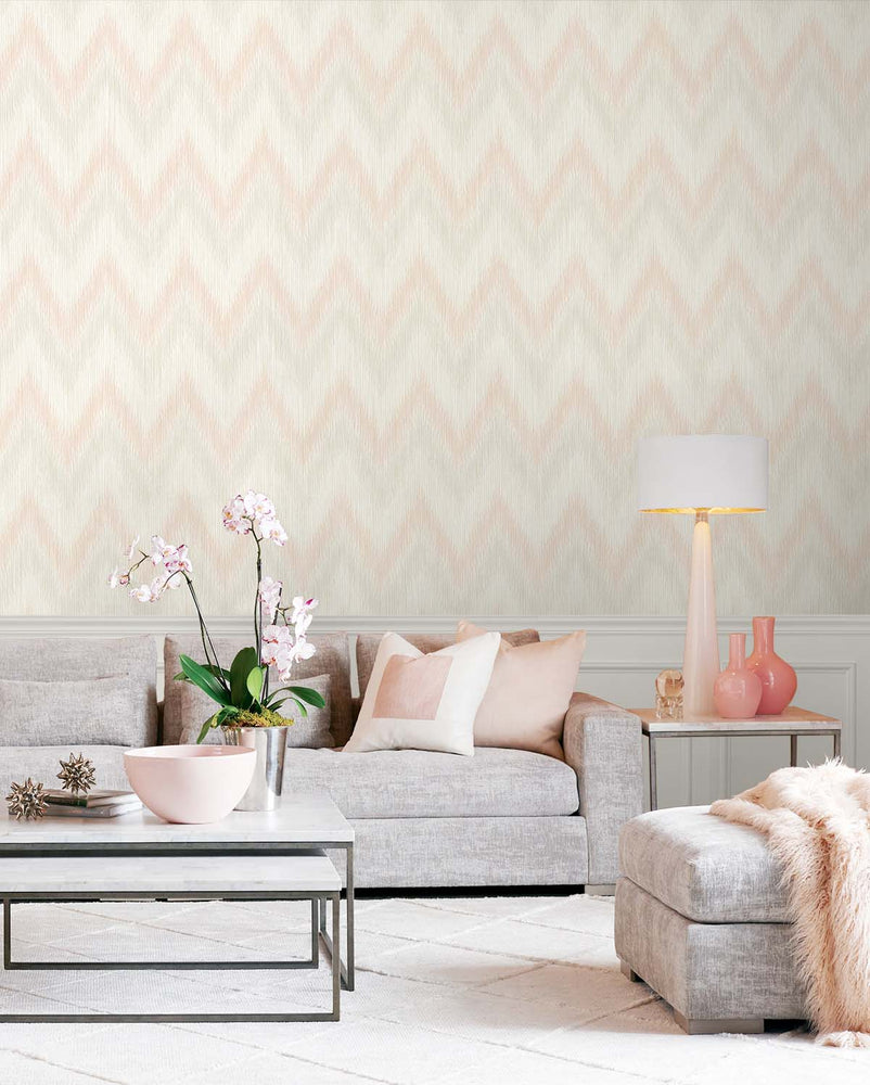 Luxe Retreat Regent Flamestitch Stringcloth Wallpaper