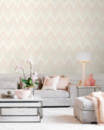 Luxe Retreat Regent Flamestitch Stringcloth Unpasted Wallpaper