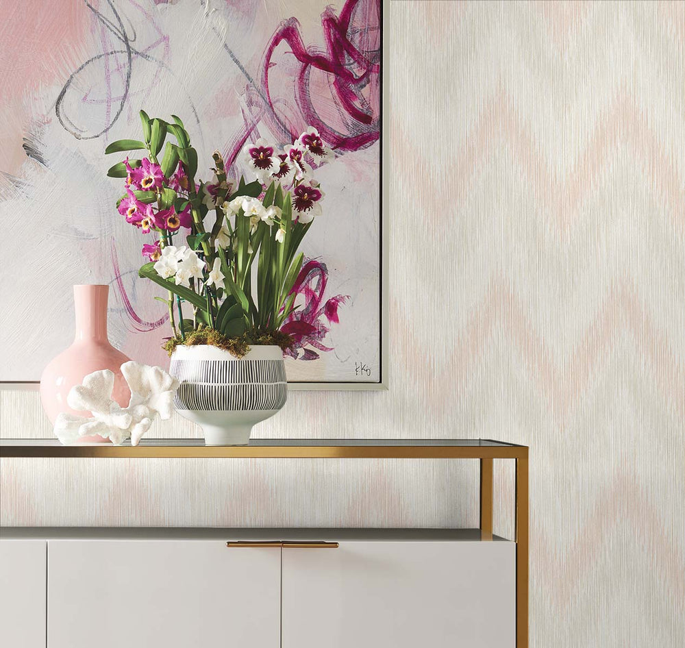 Luxe Retreat Regent Flamestitch Stringcloth Wallpaper