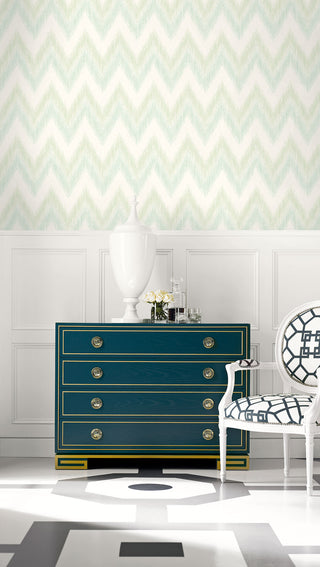 Luxe Retreat Regent Flamestitch Stringcloth Unpasted Wallpaper