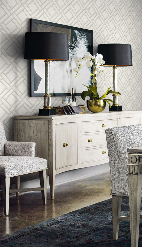 Luxe Retreat Block Lattice Geometric Unpasted Wallpaper