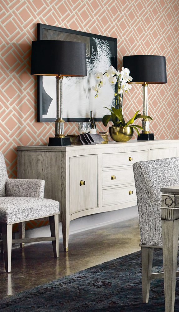 Luxe Retreat Block Lattice Geometric Unpasted Wallpaper