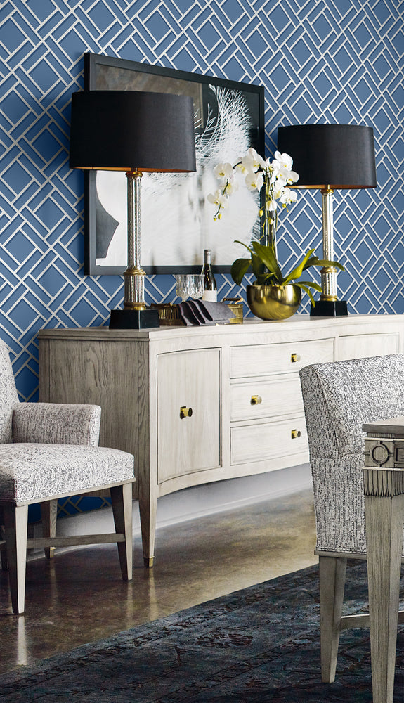 Luxe Retreat Block Lattice Geometric Unpasted Wallpaper