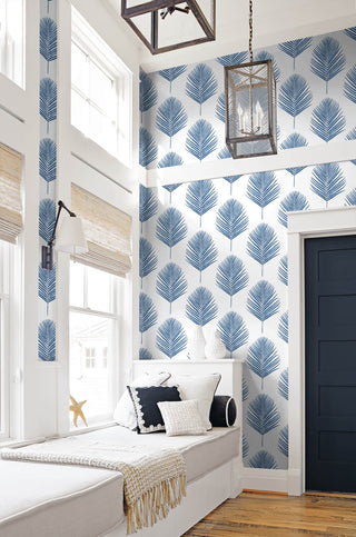 LN20002 Maui palm leaf peel and stick wallpaper bedroom from the Luxe Haven collection by Lillian August
