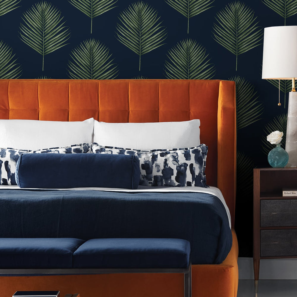 
                  
                    LN20022 Maui palm leaf peel and stick wallpaper bedroom from the Luxe Haven collection by Lillian August
                  
                
