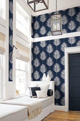 LN20032 Maui palm leaf peel and stick wallpaper bedroom from the Luxe Haven collection by Lillian August