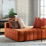 LN20200 Luxe weave grasscloth peel and stick wallpaper living room from the Luxe Haven collection by Lillian August