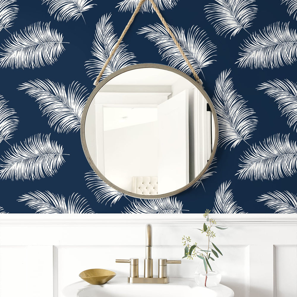
                  
                    LN20322 tossed palm peel and stick removable wallpaper bathroom from the Luxe Haven collection by Lillian August
                  
                