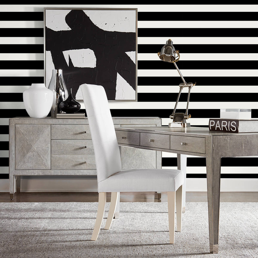 LN20400 designer stripe peel and stick removable wallpaper dining room from the Luxe Haven collection by Lillian August