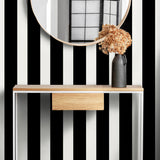 LN20400 designer stripe peel and stick removable wallpaper entryway from the Luxe Haven collection by Lillian August