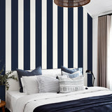 LN20402 designer stripe peel and stick removable wallpaper bedroom from the Luxe Haven collection by Lillian August