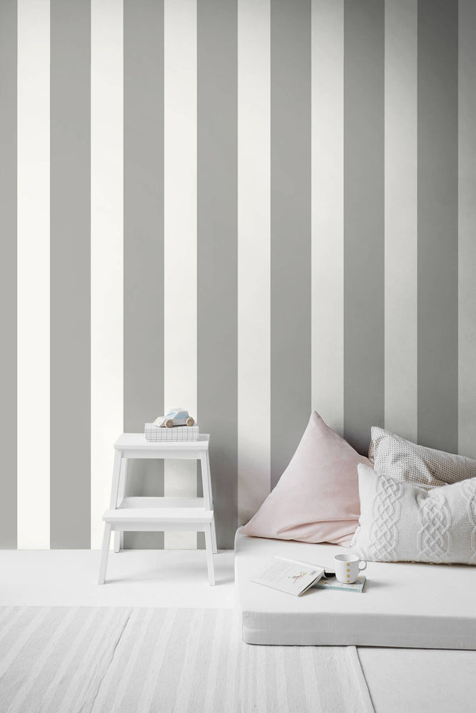 LN20405 designer stripe peel and stick removable wallpaper bedroom from the Luxe Haven collection by Lillian August