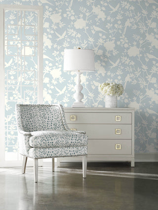 LN20502 mono toile chinoiserie peel and stick removable wallpaper living room from the Luxe Haven collection by Lillian August