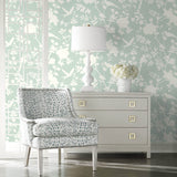LN20504 mono toile chinoiserie peel and stick removable wallpaper living room from the Luxe Haven collection by Lillian August